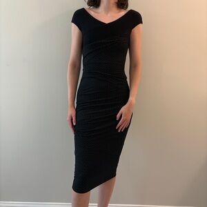 Bailey 44 Black and White Dotted Midi Dress